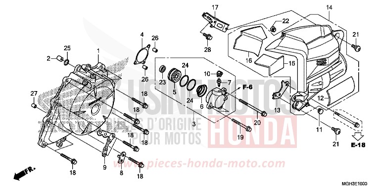 COUVERCLE DE GENERATEUR C.A. de VFR1200X "Crosstourer" Méca CANDY PROMINENCE RED (R342) 2012